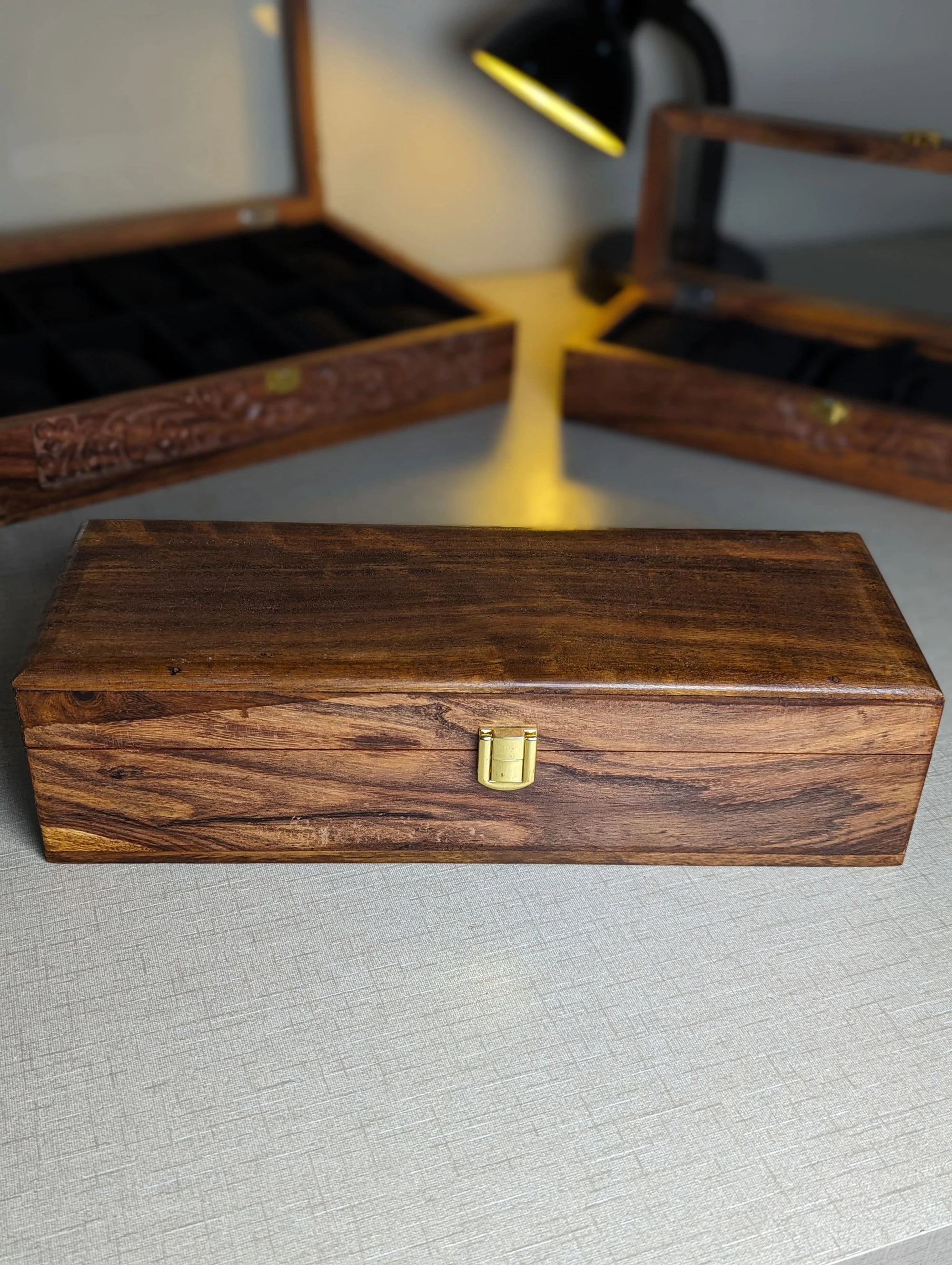 Handmade Wooden Watch Organizer Box - for 5 Watches