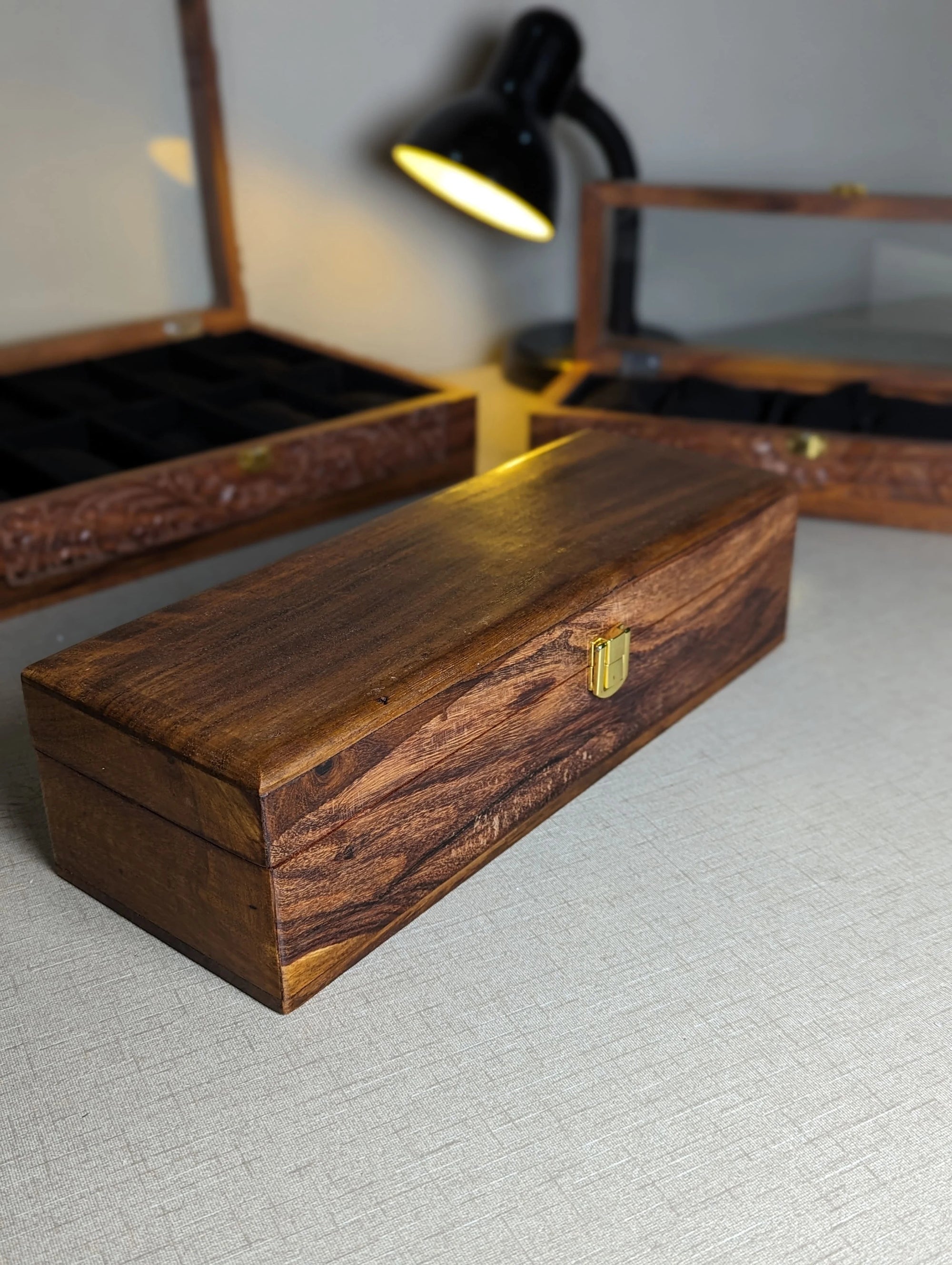 Handmade Wooden Watch Organizer Box - for 5 Watches