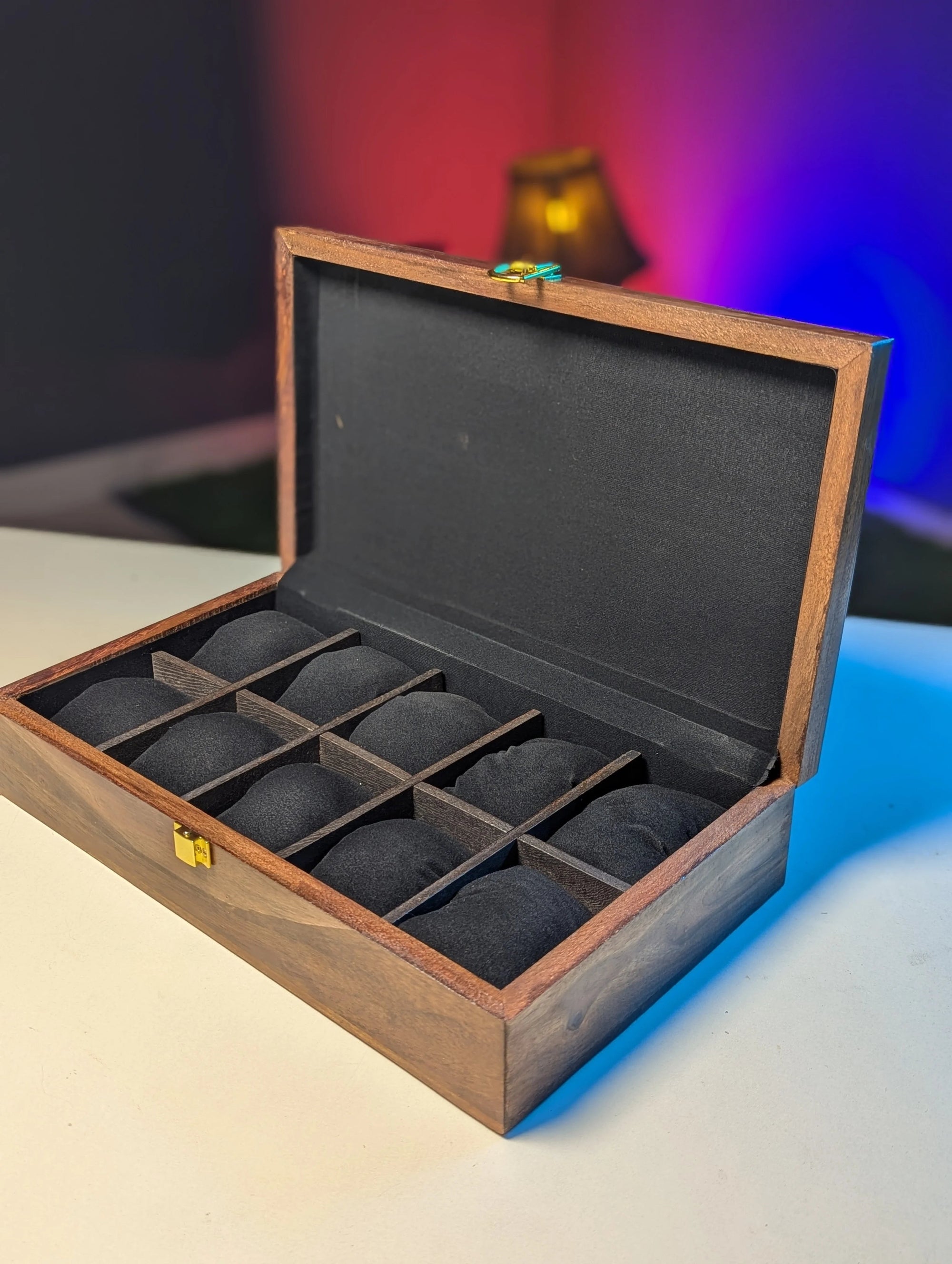 Handmade Wooden Watch Organizer Box - for 10 Watches
